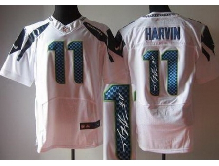 Nike Seattle Seahawks 11 Percy Harvin White Elite Signed NFL Jersey