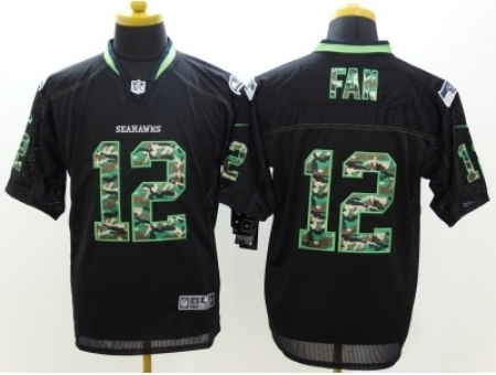 Nike Seattle Seahawks 12 Fan Black Elite Camo Fashion NFL Jersey