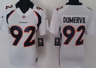 Women Nike Denver Broncos 92# Elvis Dumervil White Nike NFL Jerseys