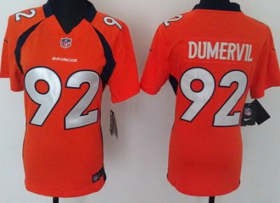 Women Nike Denver Broncos 92# Elvis Dumervil Orange Nike NFL Jerseys