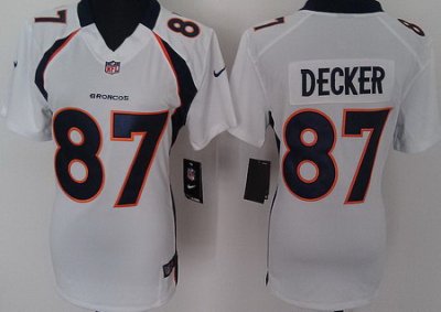 Women Nike Denver Broncos 87# Eric Decker White Nike NFL Jerseys