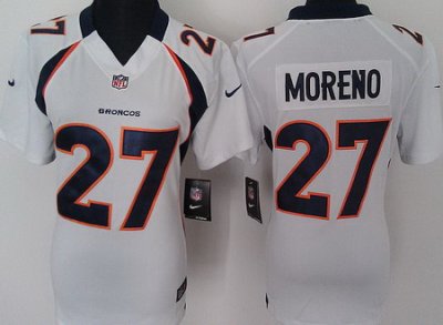 Women Nike Denver Broncos 27# Knowshon Moreno Whit Nike NFL Jerseys