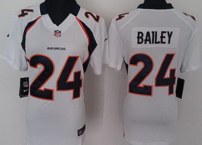 Women Nike Denver Broncos 24# Champ Bailey White Nike NFL Jerseys