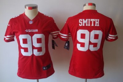 Women Nike NFL San Francisco 49ers 99# Aldon Smith Red Color[NIKE LIMITED Jersey]