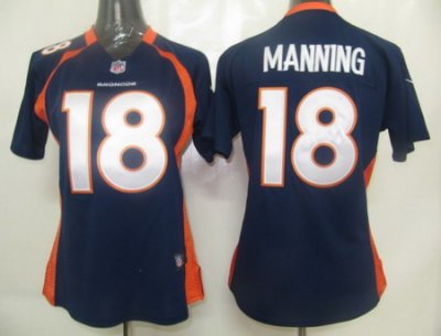 Women Nike Denver Broncos 18# Manning Blue Jersey