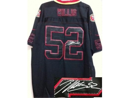 Nike San Francisco 49ers 52 Patrick Willis Black Elite Light Out Signed NFL Jersey