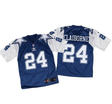 Nike Cowboys #24 Morris Claiborne Navy BlueWhite Throwback Mens Stitched NFL Elite Jersey