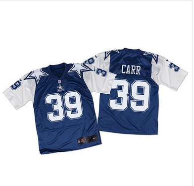 Nike Cowboys #39 Brandon Carr Navy BlueWhite Throwback Mens Stitched NFL Elite Jersey