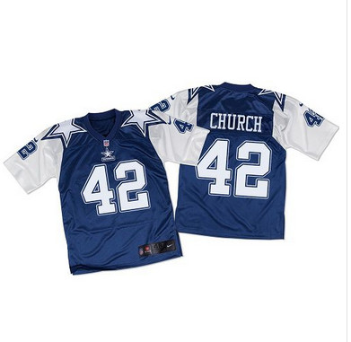 Nike Cowboys #42 Barry Church Navy BlueWhite Throwback Mens Stitched NFL Elite Jersey