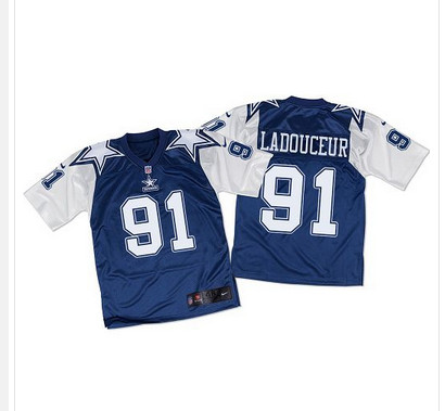 Nike Cowboys #91 L  P  Ladouceur Navy BlueWhite Throwback Mens Stitched NFL Elite Jersey