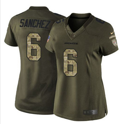 Nike Broncos #6 Mark Sanchez Green Womens Stitched NFL Limited Salute to Service Jersey