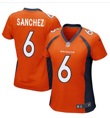 Nike Broncos #6 Mark Sanchez Orange Team Color Womens Stitched NFL New Elite Jersey