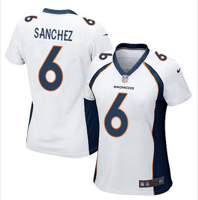 Nike Broncos #6 Mark Sanchez White Womens Stitched NFL New Elite Jersey