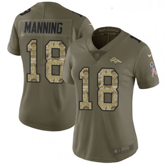 Womens Nike Denver Broncos 18 Peyton Manning Limited OliveCamo 2017 Salute to Service NFL Jersey