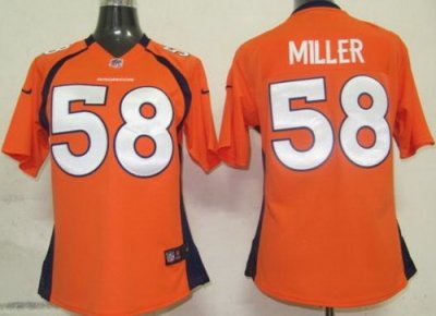 Women Nike Denver Broncos 58 Miller Orange Nike NFL Jerseys