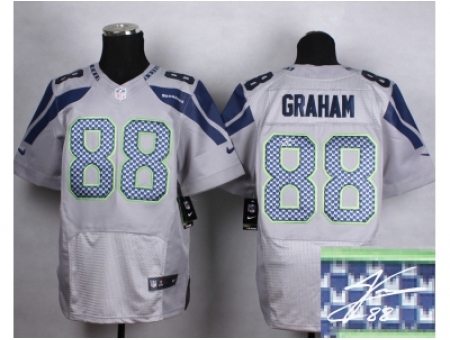 Nike Seattle Seahawks 88 Jimmy Graham Grey Elite Signature NFL Jersey