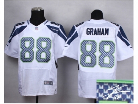 Nike Seattle Seahawks 88 Jimmy Graham white Elite Signature NFL Jersey