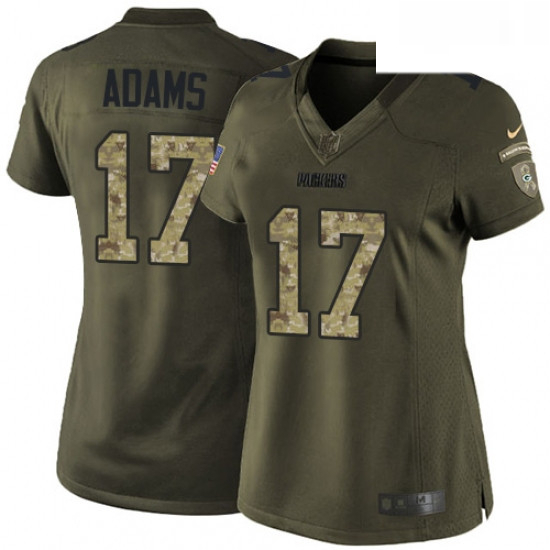 Womens Nike Green Bay Packers 17 Davante Adams Elite Green Salute to Service NFL Jersey