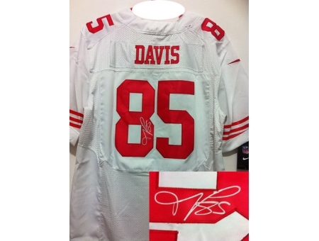 Nike San Francisco 49ers 85 Vernon Davis White Elite Signed NFL Jersey