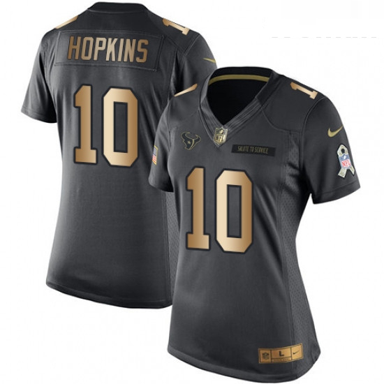 Womens Nike Houston Texans 10 DeAndre Hopkins Limited BlackGold Salute to Service NFL Jersey