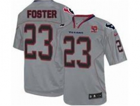 Nike Houston Texans 23 Arian Foster Grey Elite W 10th Patch NFL Jersey