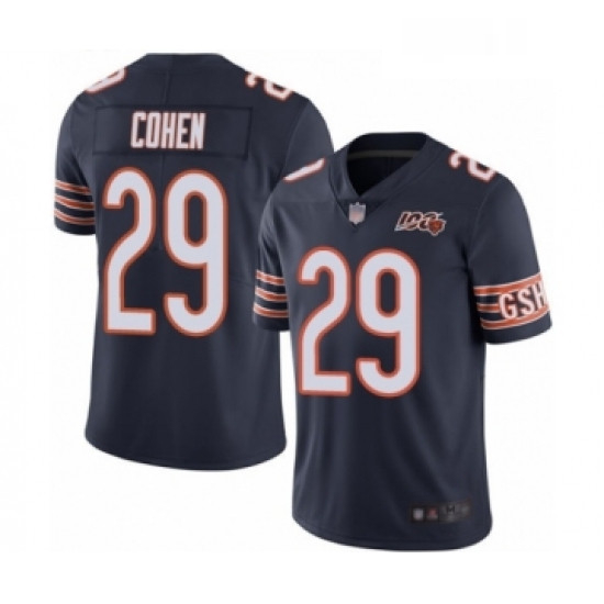 Youth Chicago Bears 29 Tarik Cohen Navy Blue Team Color 100th Season Limited Football Jersey