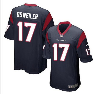 Nike Texans #17 Brock Osweiler Navy Blue Team Color Youth Stitched NFL Elite Jersey