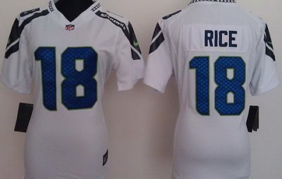 Women Nike Seattle Seahawks 18# Sidney Rice White Nike NFL Jerseys