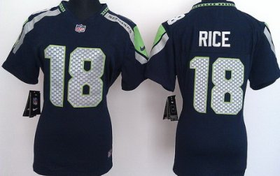 Women Nike Seattle Seahawks 18# Sidney Rice Blue Nike NFL Jerseys