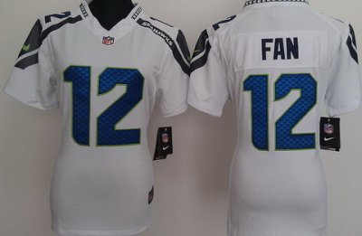 Women Nike Seattle Seahawks 12# Fan White Nike NFL Jerseys