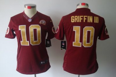 Women Nike Washington Redskins #10 Griffin III Red Color[NIKE LIMITED Jersey] 80TH Patch