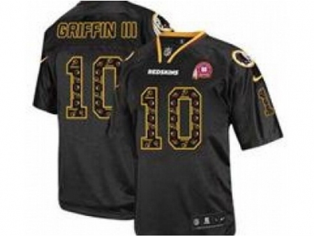 Nike Washington Redskins 10 Robert Griffin III Black Elite 80TH Patch Lights Out Fashion NFL Jersey