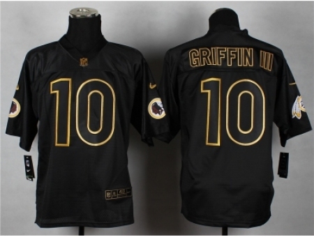 Nike Washington Redskins 10 robert griffin III black Elite gold lettering fashion NFL Jersey