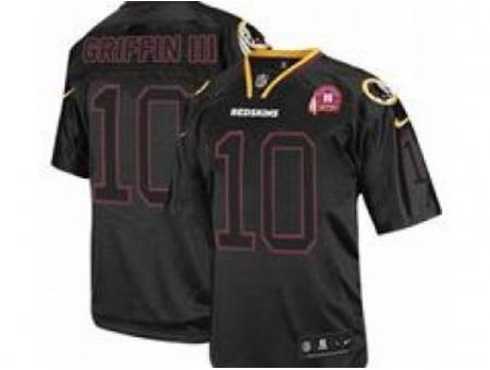 Nike Washington Redskins 10 Robert Griffin III Black Elite Lights Out 80TH Patch NFL Jersey