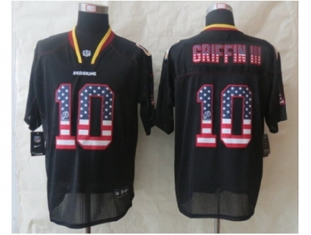 Nike Washington RedSkins 10 Robert Griffin III Black Elite USA Flag Fashion NFL Jersey