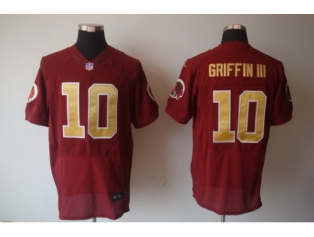 Nike Washington Redskins 10 Robert Griffin III Red Elite Gold Number NFL Jersey