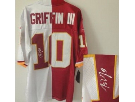 Nike Washington Redskins 10 Robert Griffin III Red White Elite Split Signed NFL Jersey