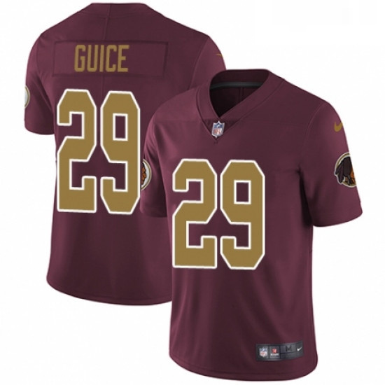 Mens Nike Washington Redskins 29 Derrius Guice Burgundy RedGold Number Alternate 80TH Anniversary Va