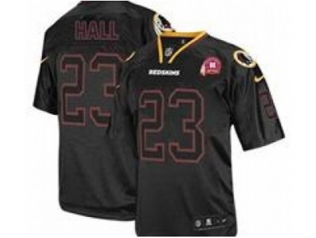 Nike Washington Redskins 23 DeAngelo Hall Black Elite 80TH Patch Lights Out NFL Jersey