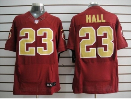 Nike Washington Redskins 23 DeAngelo Hall Red Elite 80TH Patch Gold Number NFL Jersey