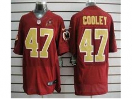 Nike Washington Redskins 47 Chris Cooley Red Elite 80TH Patch Gold Number NFL Jersey