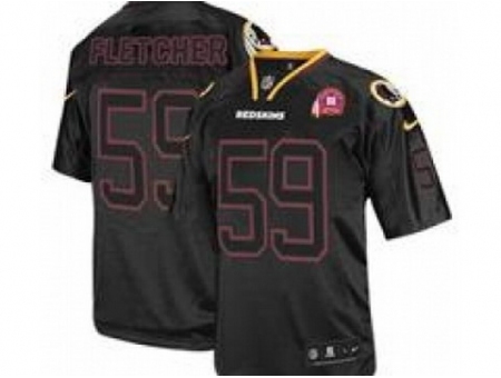 Nike Washington Redskins 59 London Fletcher Black Elite 80TH Patch Lights Out NFL Jersey