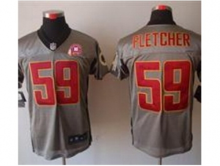 Nike Washington Redskins 59 London Fletcher Grey Elite Shadow 80TH P-atch NFL Jersey