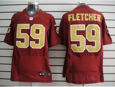 Nike Washington Redskins 59 London Fletcher Red Elite 80TH Patch Gold Number NFL Jersey