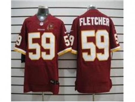 Nike Washington Redskins 59 London Fletcher Red Elite 80TH Patch NFL Jersey