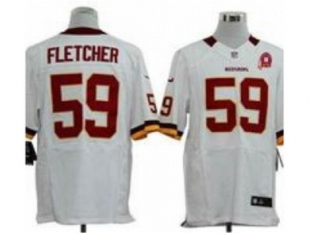 Nike Washington Redskins 59 London Fletcher white Elite 80TH Patch NFL Jersey