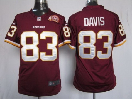 Nike Washington Redskins 83 Fred Davis Red Elite 80th Patch NFL Jersey