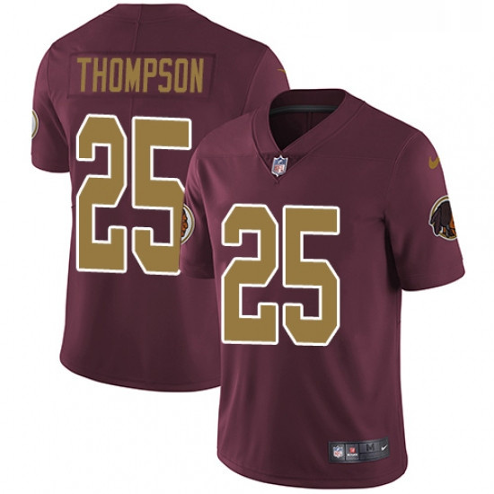 Youth Nike Washington Redskins 25 Chris Thompson Elite Burgundy RedGold Number Alternate 80TH Annive