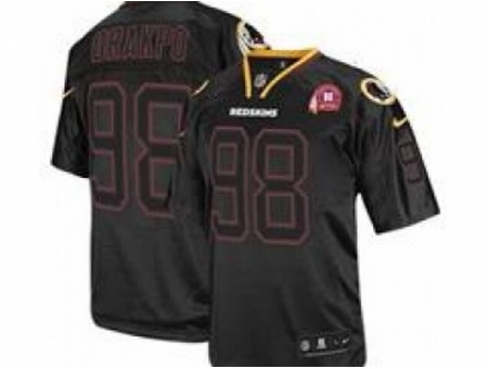 Nike Washington Redskins 98 Brian Orakpo Black Elite Lights Out 80TH Patch NFL Jersey