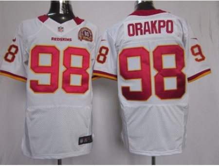 Nike Washington Redskins 98 Brian Orakpo White Elite 80th Patch NFL Jersey